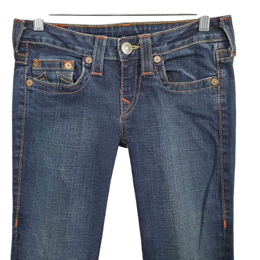 True Religion Women 28 Jeans Dark Low Rise Skinny Stretch Denim Classic Logo - Picture 5 of 13